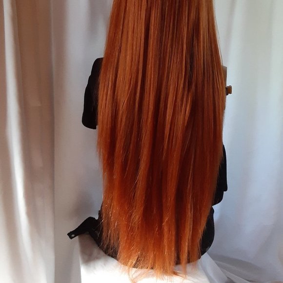 Ginger red lace front wig human hair blend. main image 5